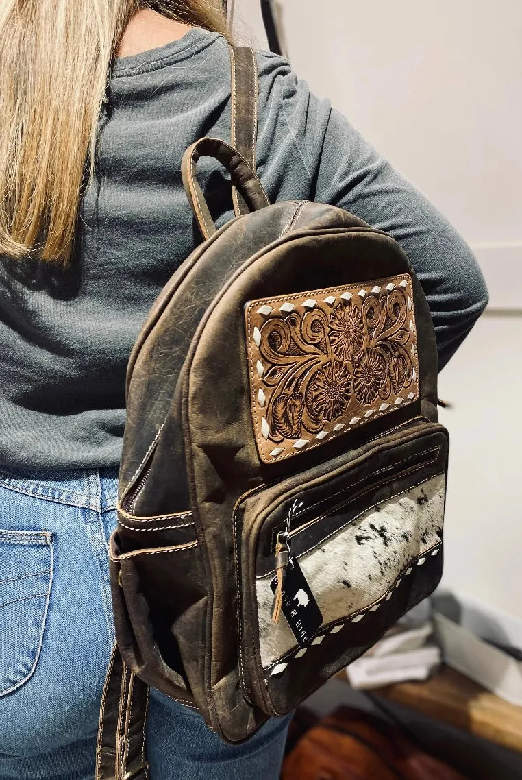 Leather Backpack with Tan cowhide #Lbp1