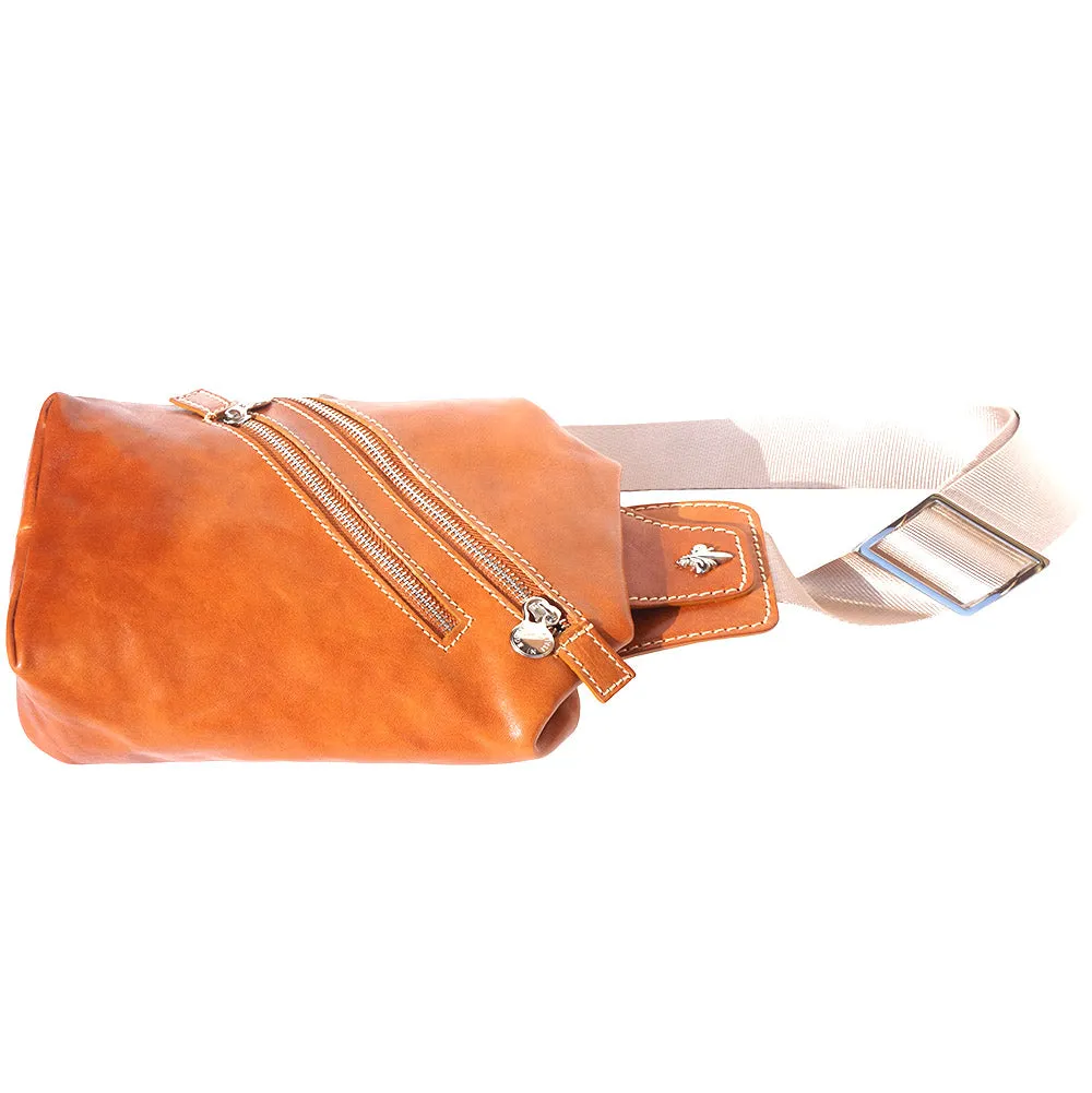 Leather waist bag for mens made in genuine calfskin leather