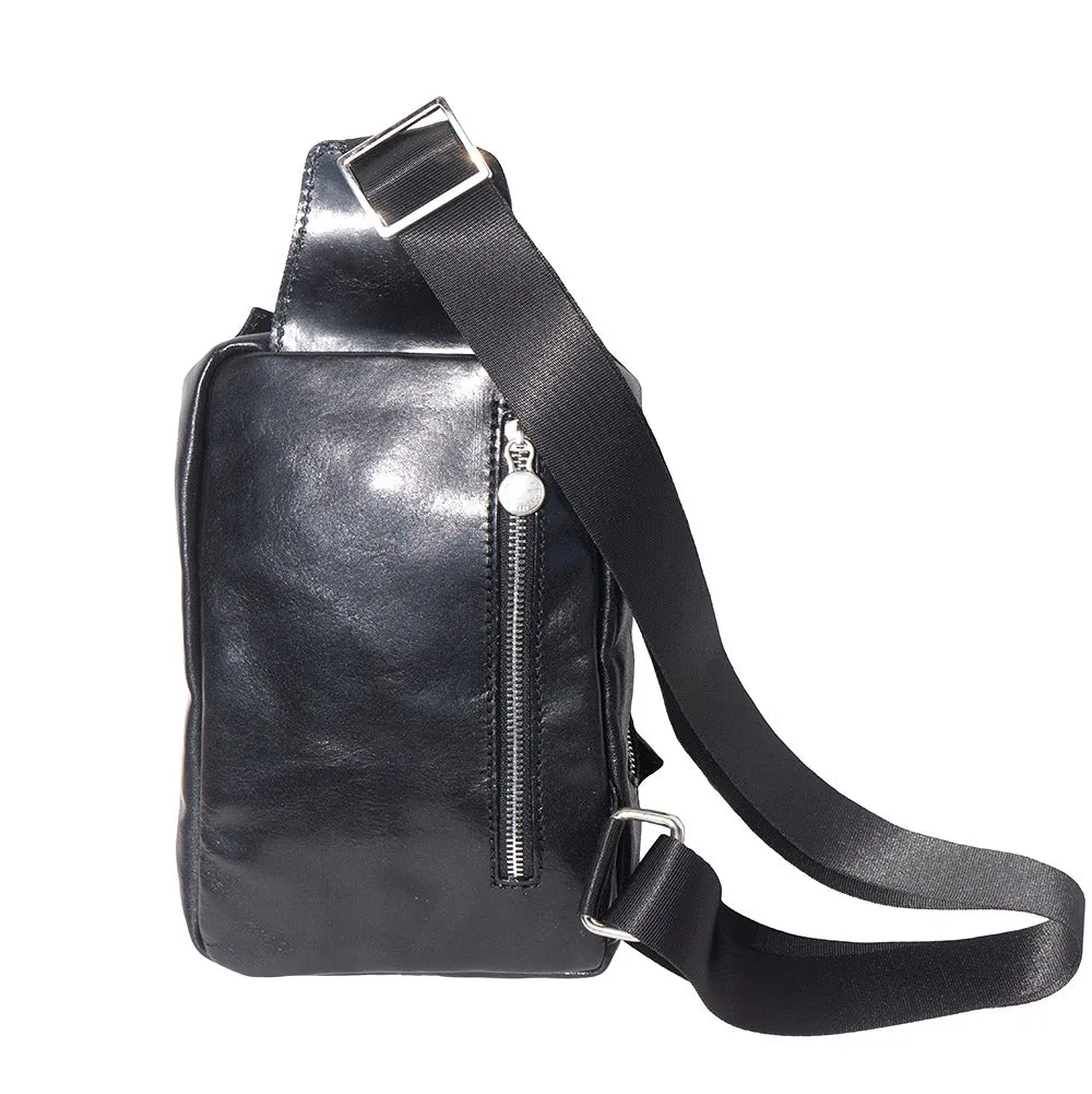 Leather waist bag for mens made in genuine calfskin leather