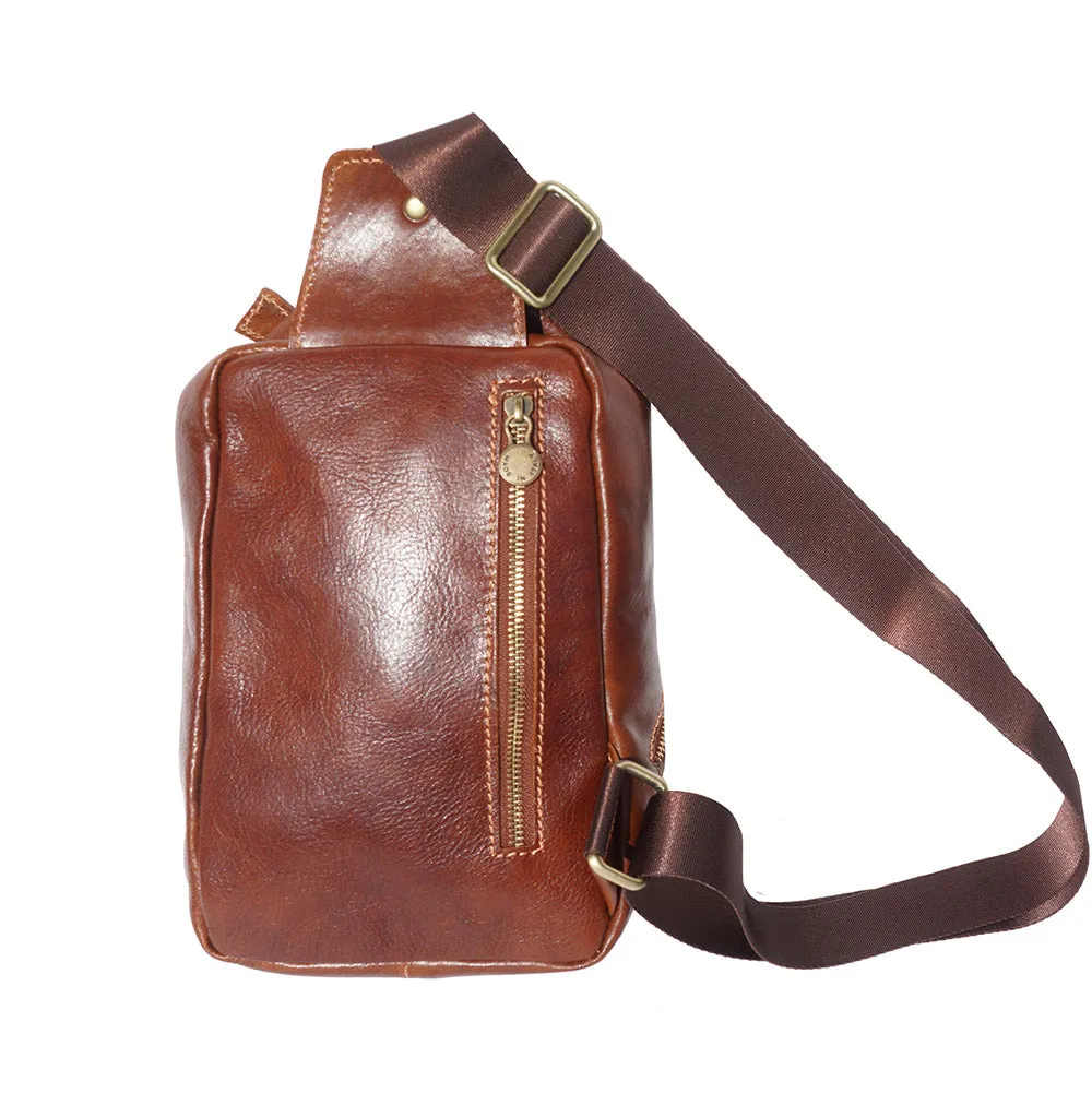 Leather waist bag for mens made in genuine calfskin leather