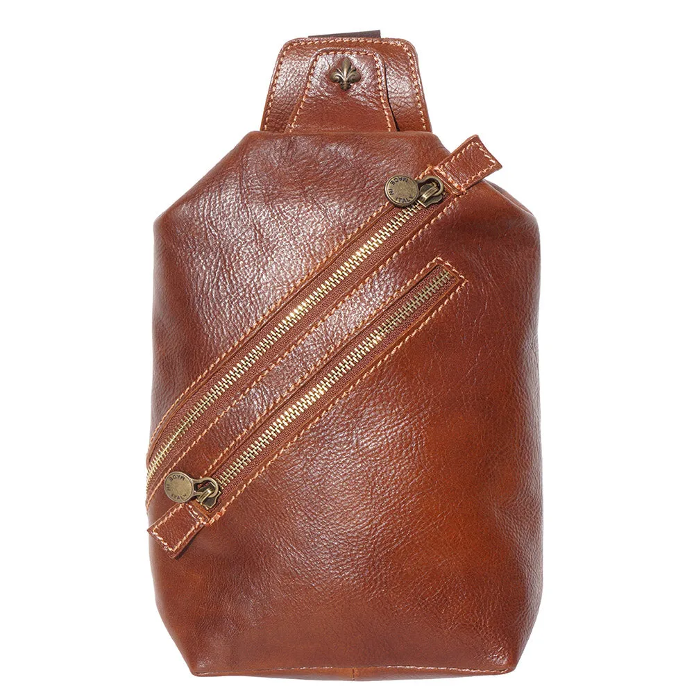 Leather waist bag for mens made in genuine calfskin leather