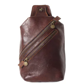 Leather waist bag for mens made in genuine calfskin leather