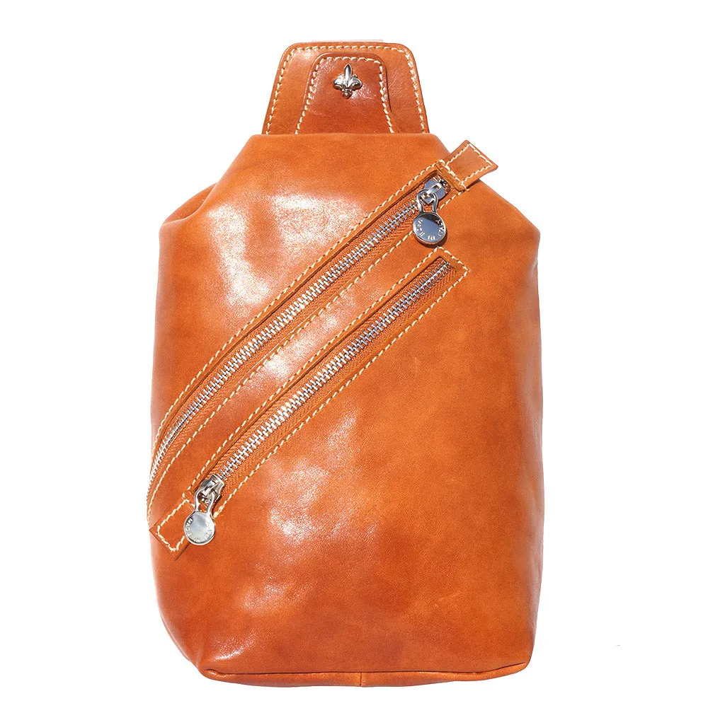 Leather waist bag for mens made in genuine calfskin leather
