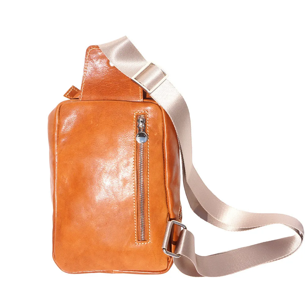 Leather waist bag for mens made in genuine calfskin leather