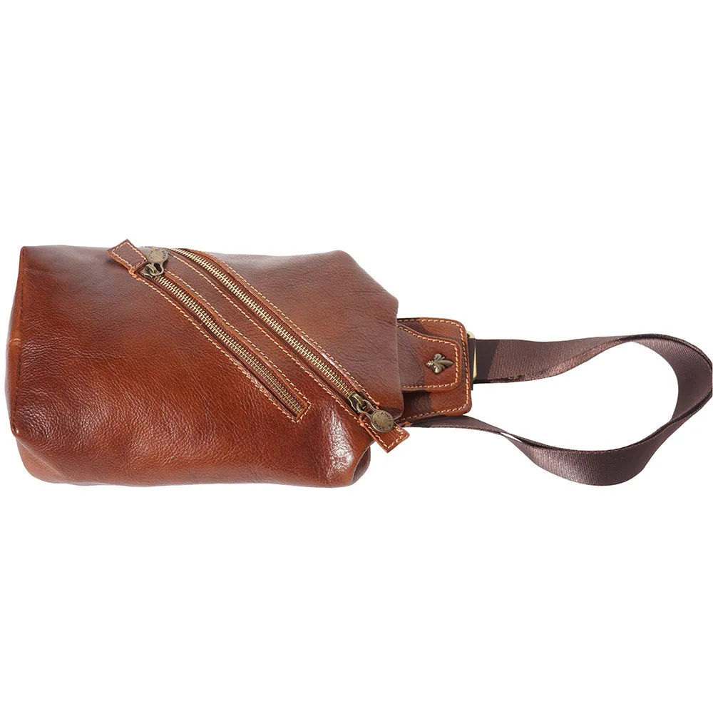 Leather waist bag for mens made in genuine calfskin leather