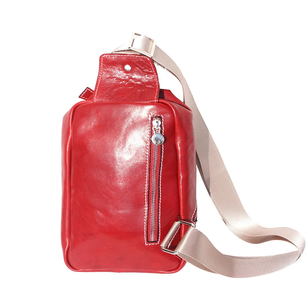 Leather waist bag for mens made in genuine calfskin leather