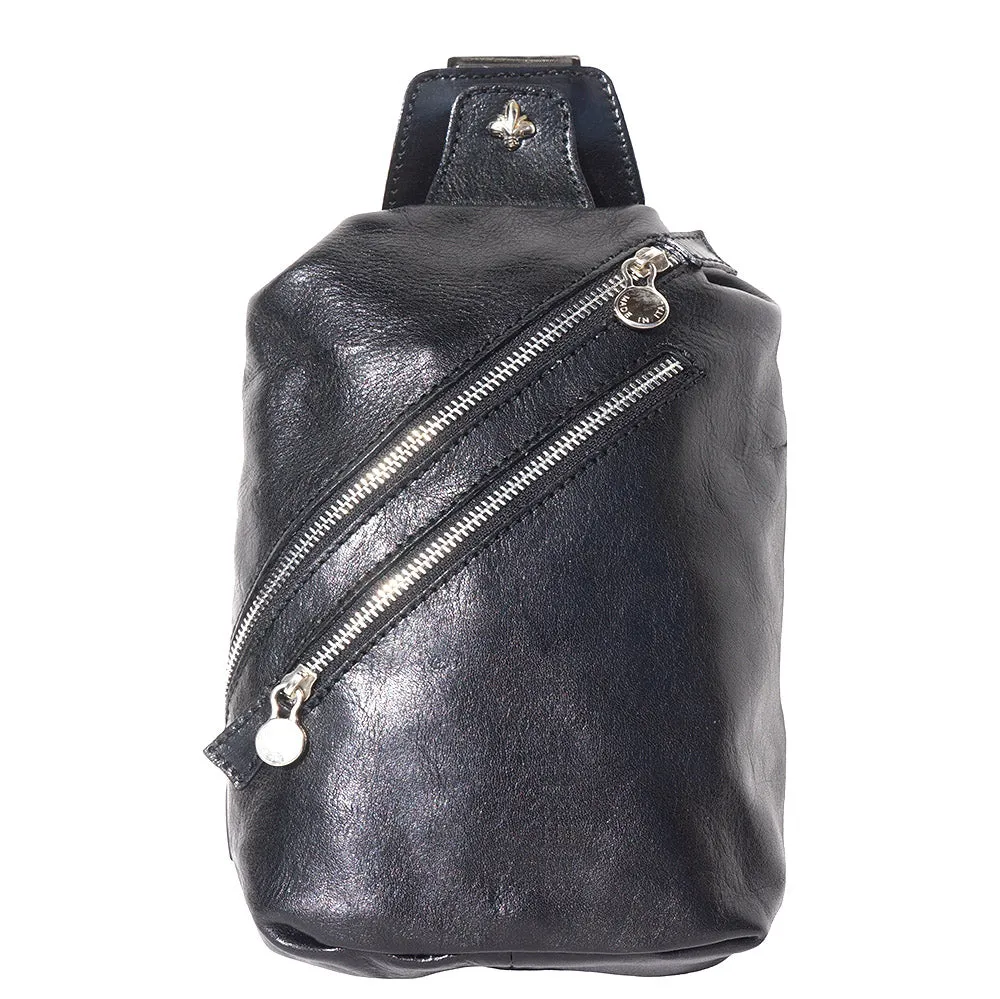 Leather waist bag for mens made in genuine calfskin leather