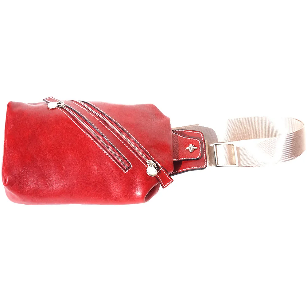 Leather waist bag for mens made in genuine calfskin leather