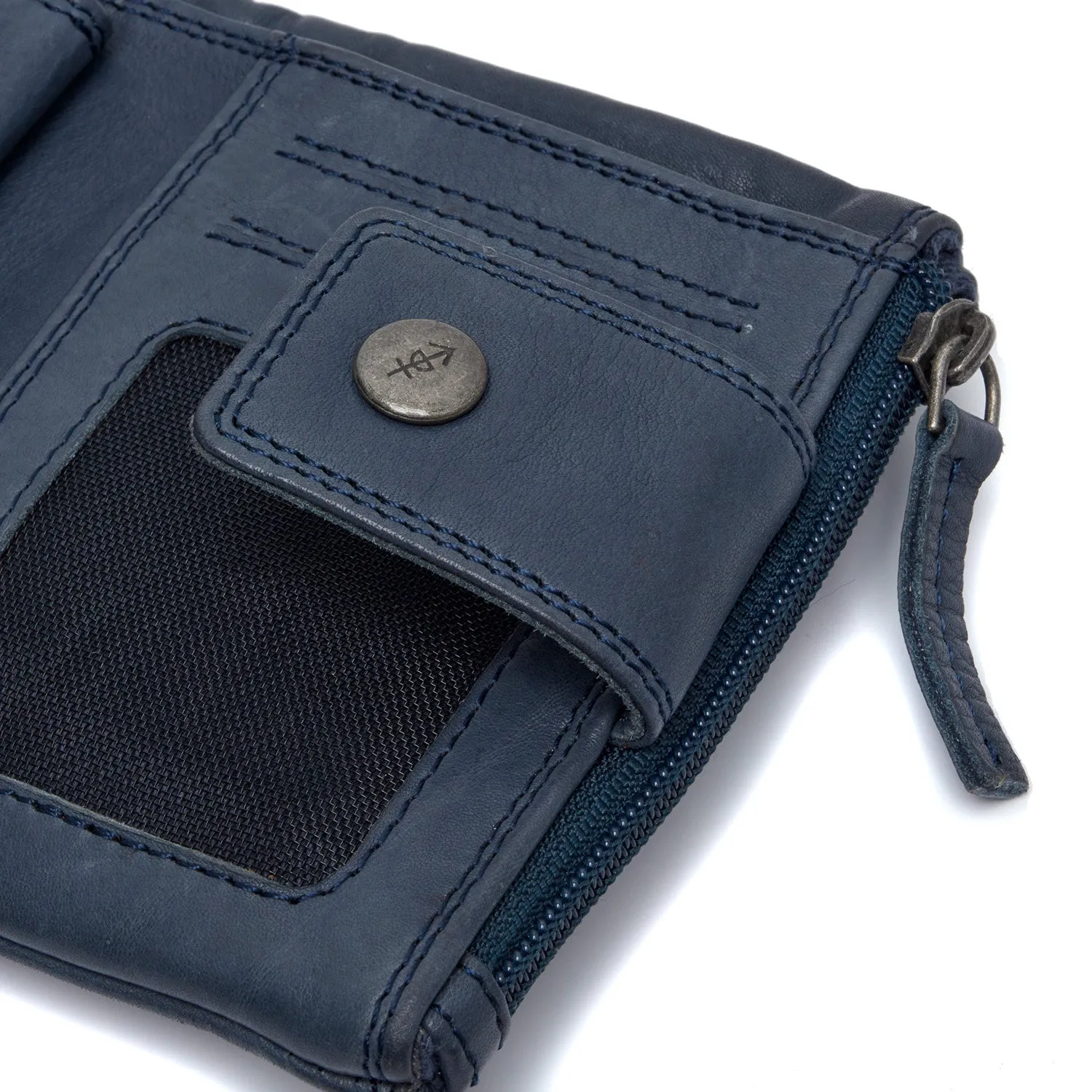 Leather Wallet Navy Mavona