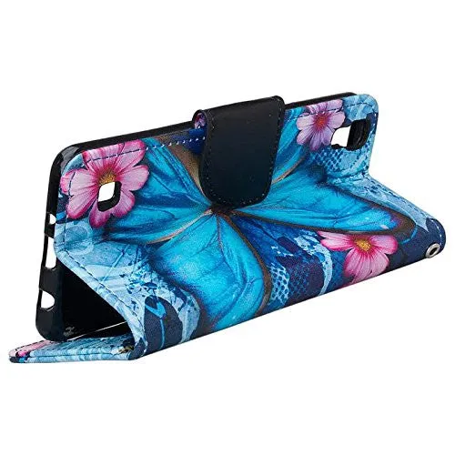 LG Tribute HD | X Style | Volt 3 Case, Wrist Strap Pu Leather Magnetic Flip Fold[Kickstand] Wallet Case with ID & Card Slots - Midnight Butterfly