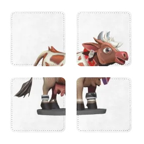 Light Brown Cow Sublimation Coasters Pack of Four