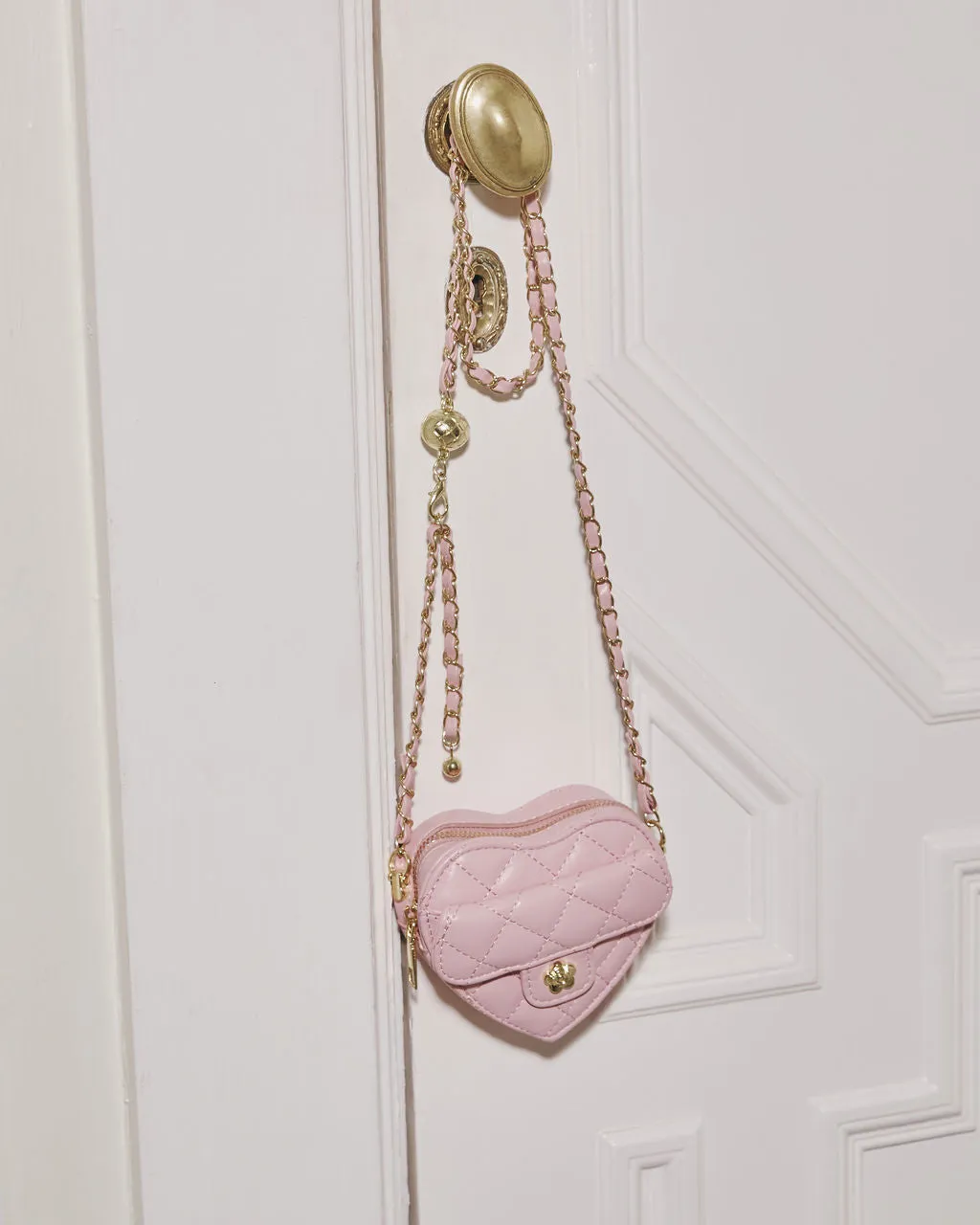 Love You Too Quilted Heart Shaped Crossbody Bag