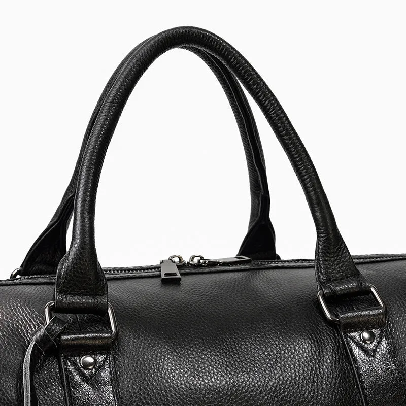 Men Leather Duffel Bag Large Crazy Horse Leather Travel Bag With Shoe Compartment