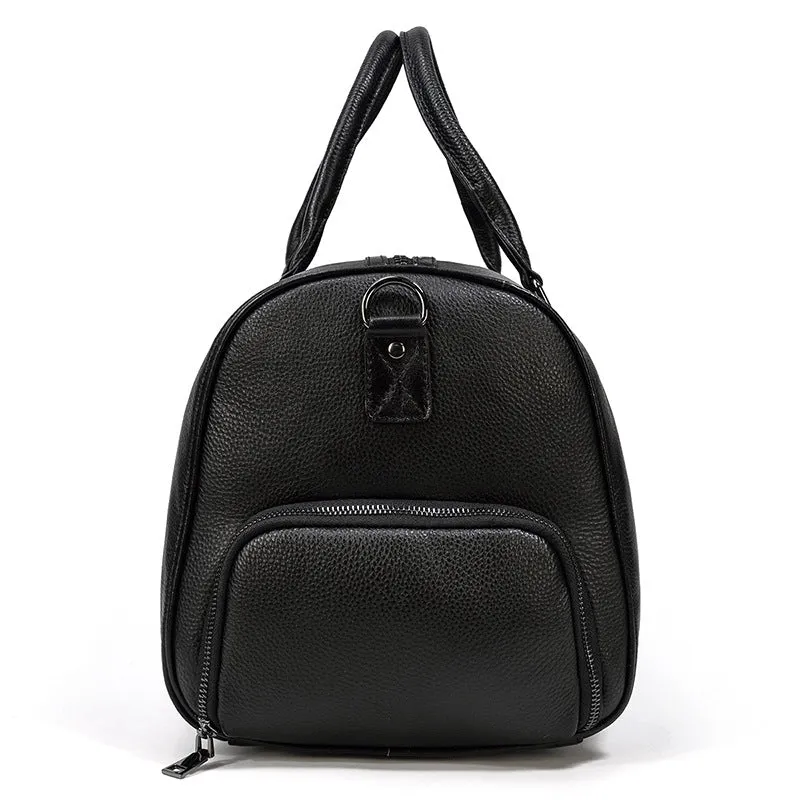 Men Leather Duffel Bag Large Crazy Horse Leather Travel Bag With Shoe Compartment