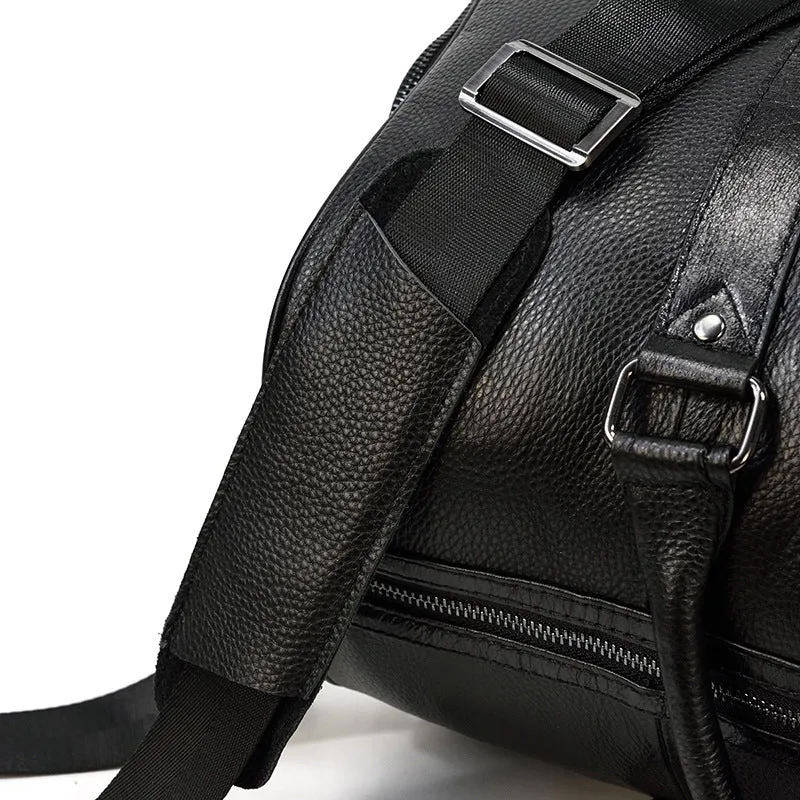Men Leather Duffel Bag Large Crazy Horse Leather Travel Bag With Shoe Compartment