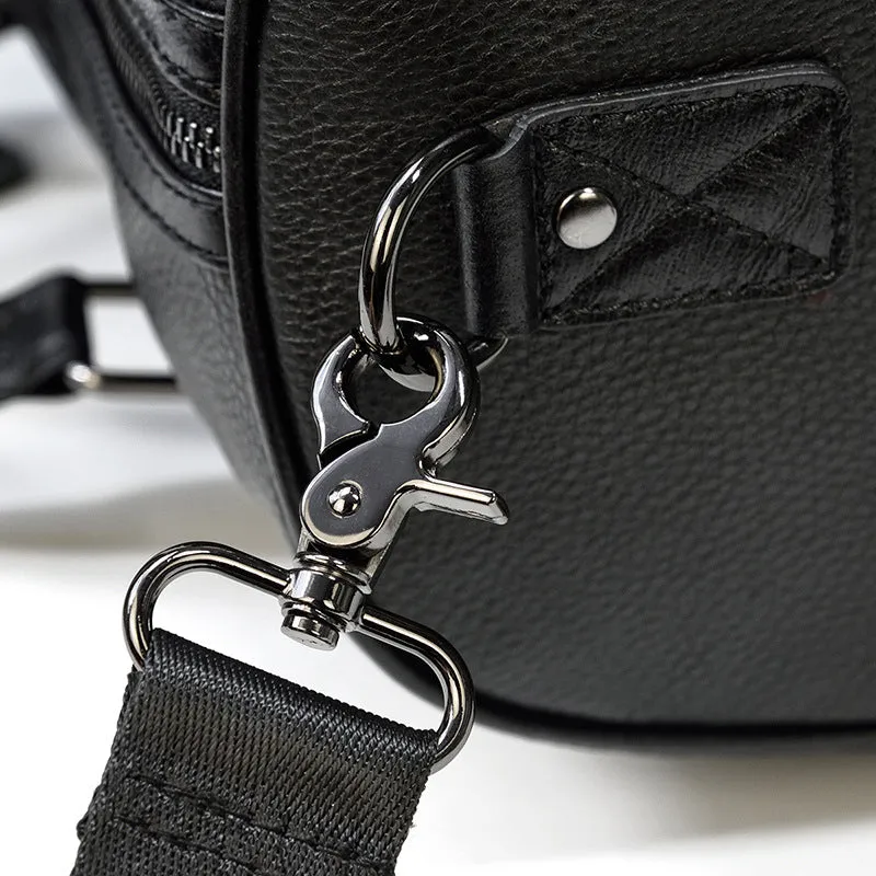 Men Leather Duffel Bag Large Crazy Horse Leather Travel Bag With Shoe Compartment