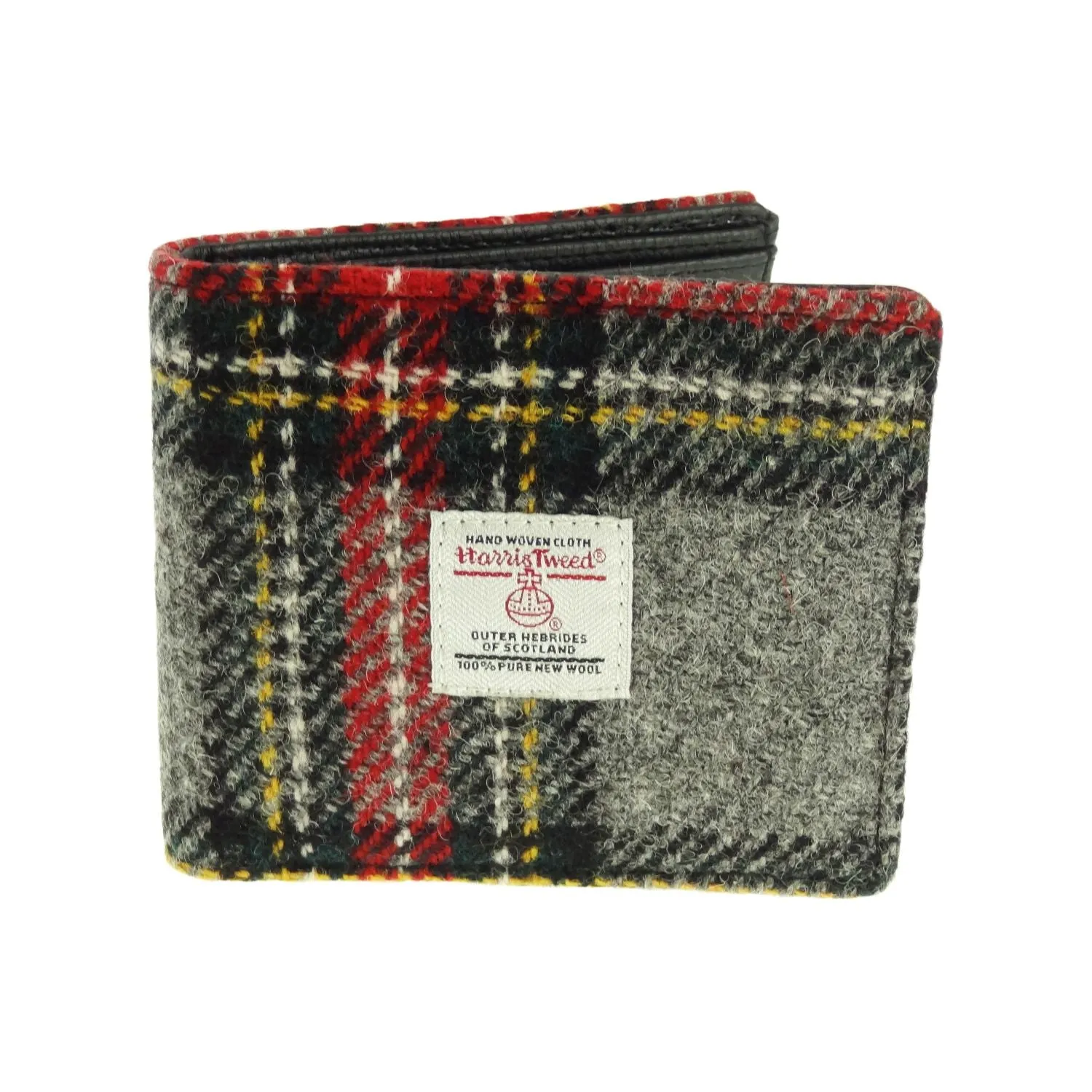 Men's Harris Tweed Mull Wallet  Grey/Red Tartan
