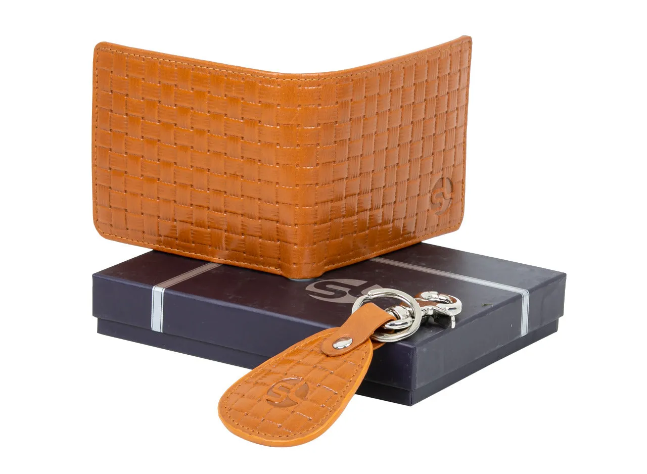 MENS LEATHER WALLET WITH KEY RING COMBO 991742 (TAN)