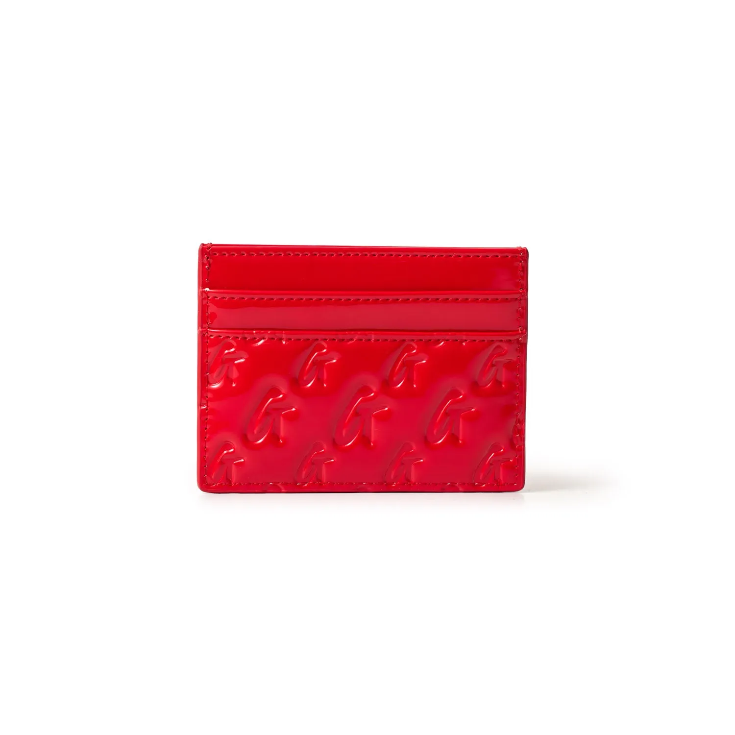 MONOGRAM SILVER CARD HOLDER - MIRROR RED