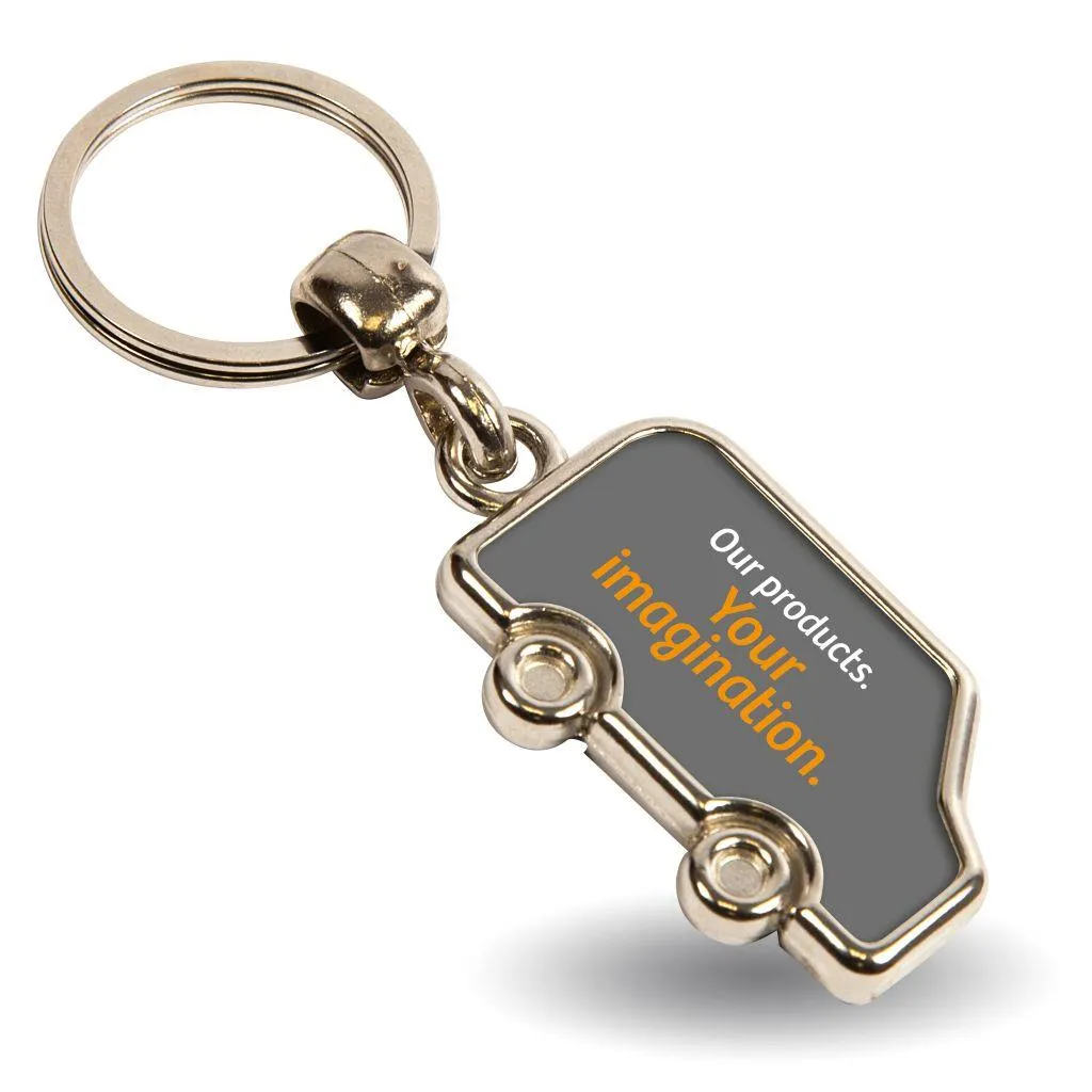 MV-N Van Shaped Blank Metal Photo Insert Keyring - 36 x 22mm - Pack of 10