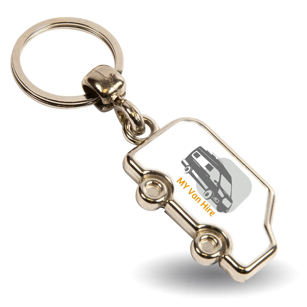 MV-N Van Shaped Blank Metal Photo Insert Keyring - 36 x 22mm - Pack of 10