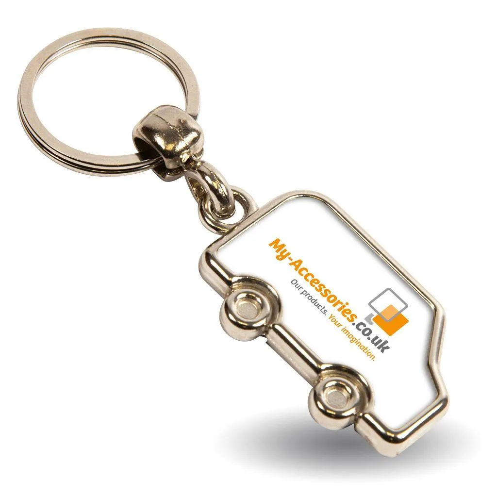 MV-N Van Shaped Blank Metal Photo Insert Keyring - 36 x 22mm - Pack of 10