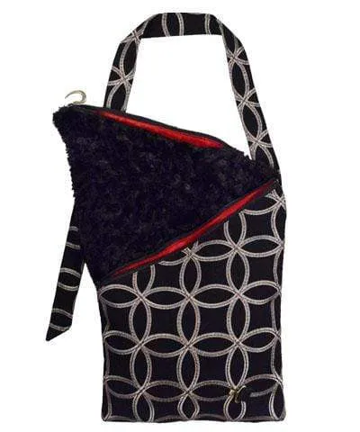 Naples Messenger Bag - Karma in Black with Cuddly Faux Fur in Black (Only One Left!)