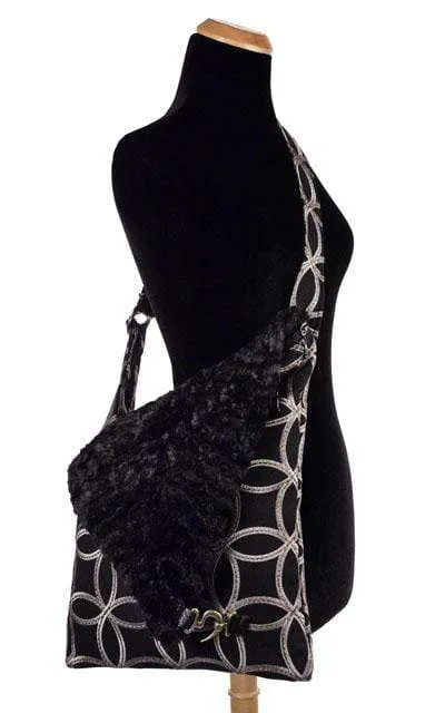 Naples Messenger Bag - Karma in Black with Cuddly Faux Fur in Black (Only One Left!)