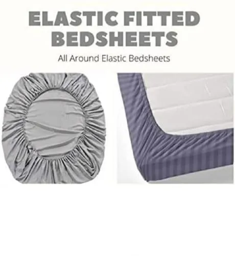 Neekshaa Combo Pack of 2 Super Soft Elastic Fitted Glace Cotton Double Bedsheets with 4 Pillow Covers Size-72x72 8 inches, Multicolor (Model no.-97)