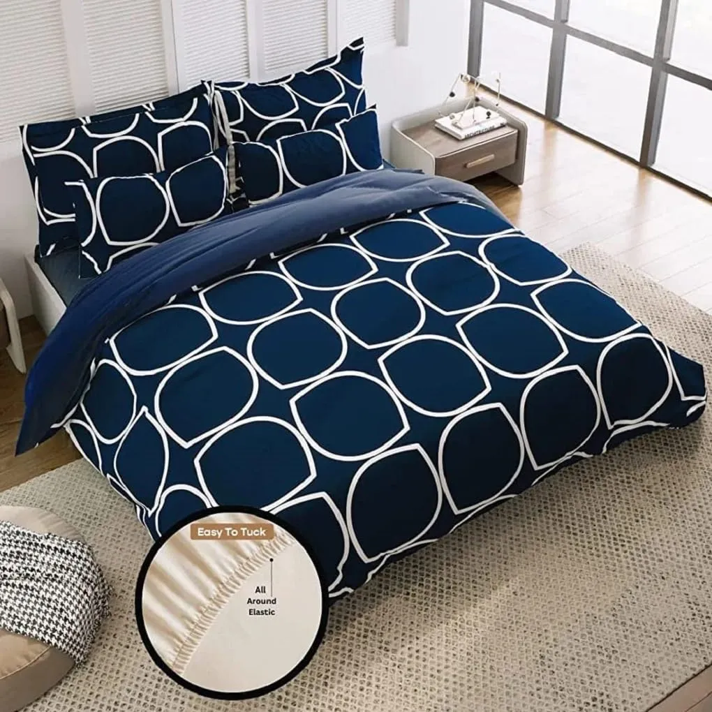 Neekshaa Combo Pack of 2 Super Soft Elastic Fitted Glace Cotton Double Bedsheets with 4 Pillow Covers_Size-72x72 8 inches, Multicolor (Model no.-55)