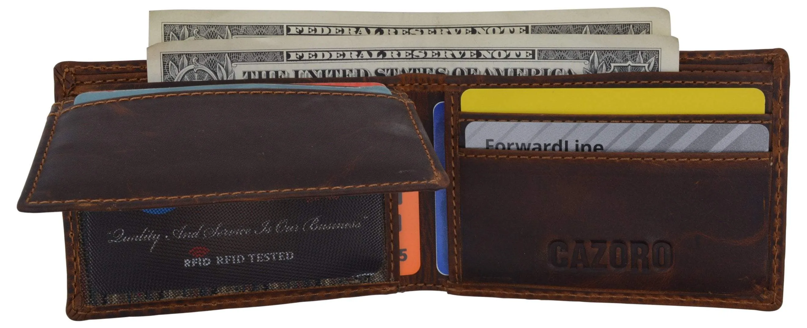 New Slim Mens RFID Blocking Hunter Leather Bifold Credit Card ID Wallet