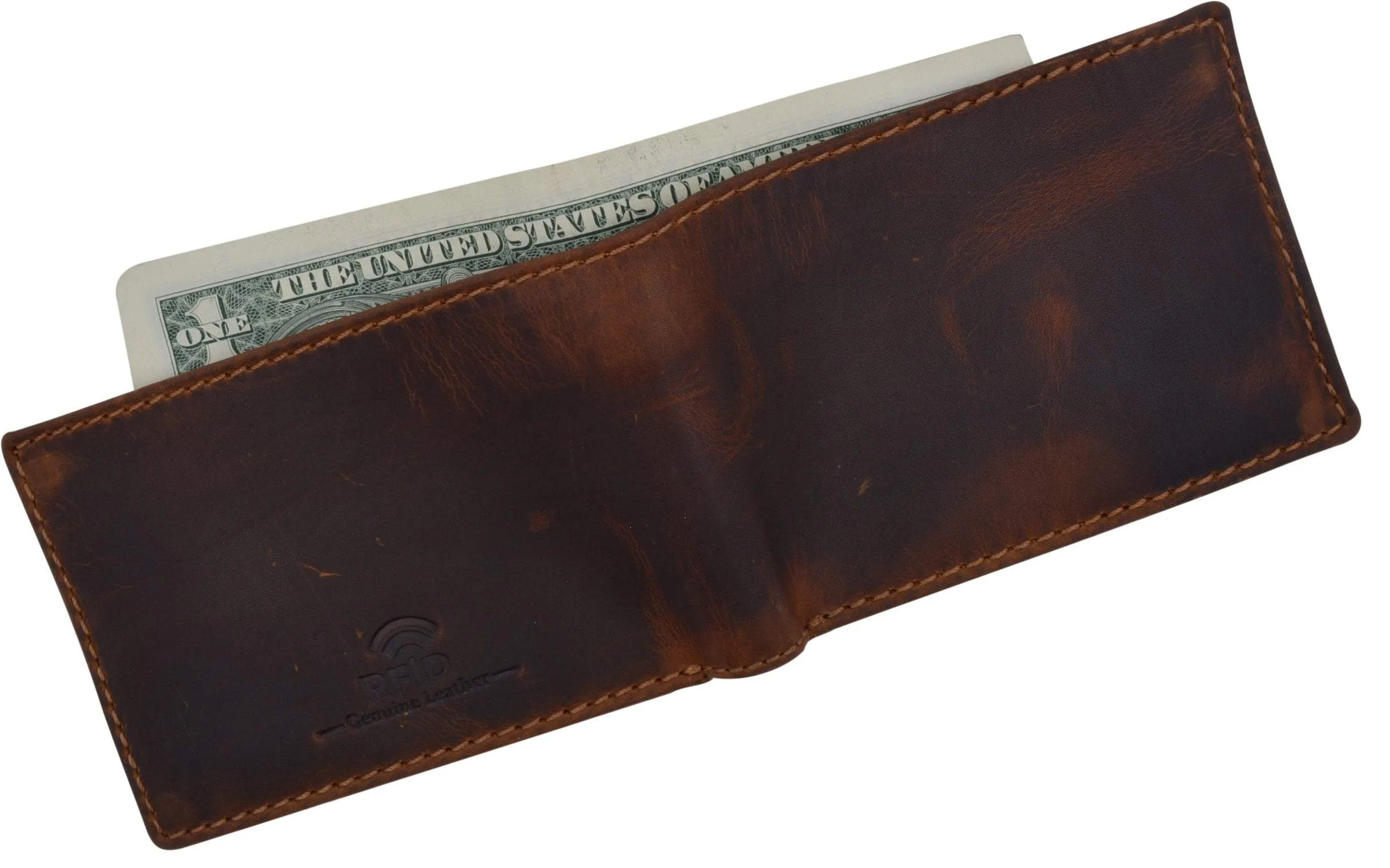 New Slim Mens RFID Blocking Hunter Leather Bifold Credit Card ID Wallet