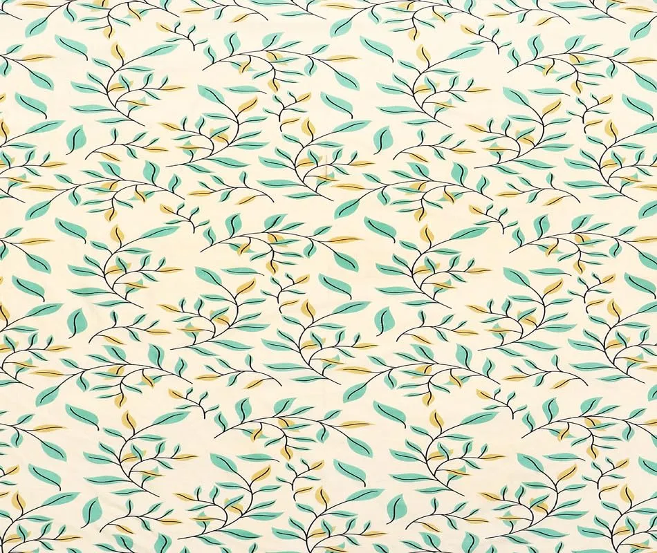 NHD HOME Glace Cotton 200 TC Flat Single Bedsheets for Summer Breathable | Wrinklefree (Size-60 X 90 Inch) with 1 Pillow Covers (Size-17 X 27 Inches, Floral, Beige & Green)