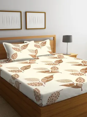 NHD HOME Premium 100% Cotton 220tc Flat Double Bed Bedsheets for Summer Breathable | Wrinklefree Long lsting (Size-90 x 90 Cm, 7ft x 7ft) with 2 Pillow Covers (Size-17 X 27 Inches, Olden White)