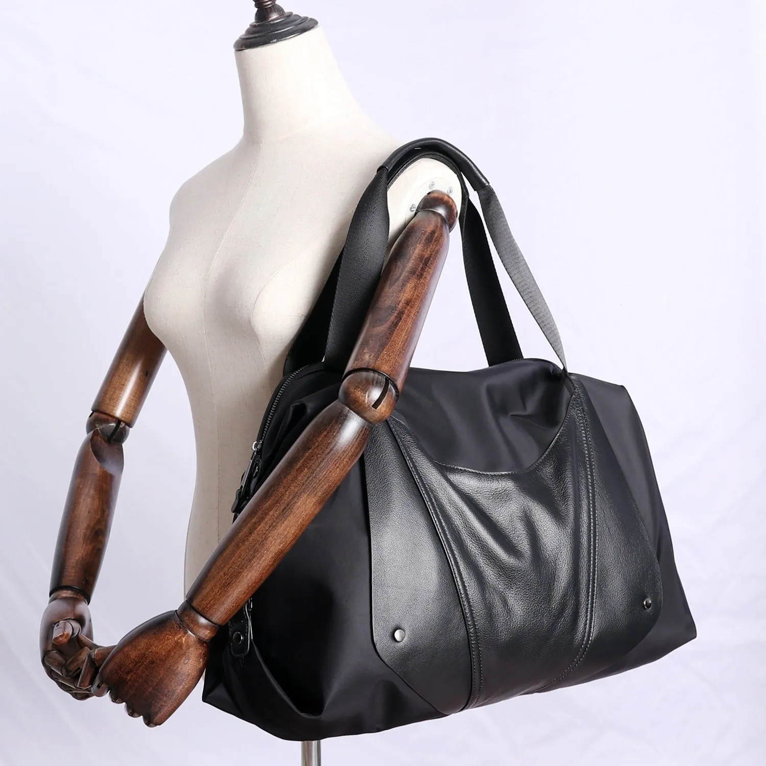 Nylon Duffle Bag for Women Black Nylon Crossbody Bag Womens Nylon Travel Bag
