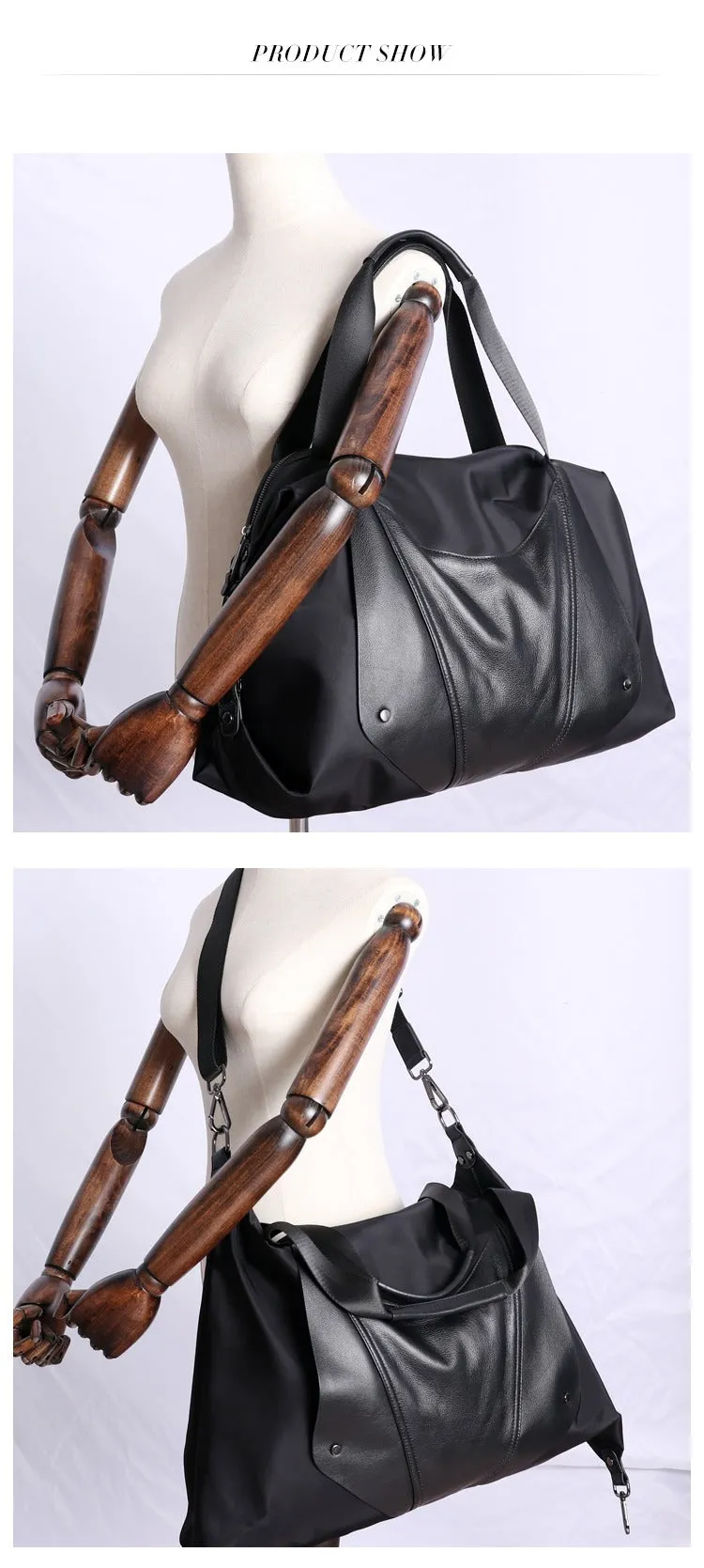 Nylon Duffle Bag for Women Black Nylon Crossbody Bag Womens Nylon Travel Bag
