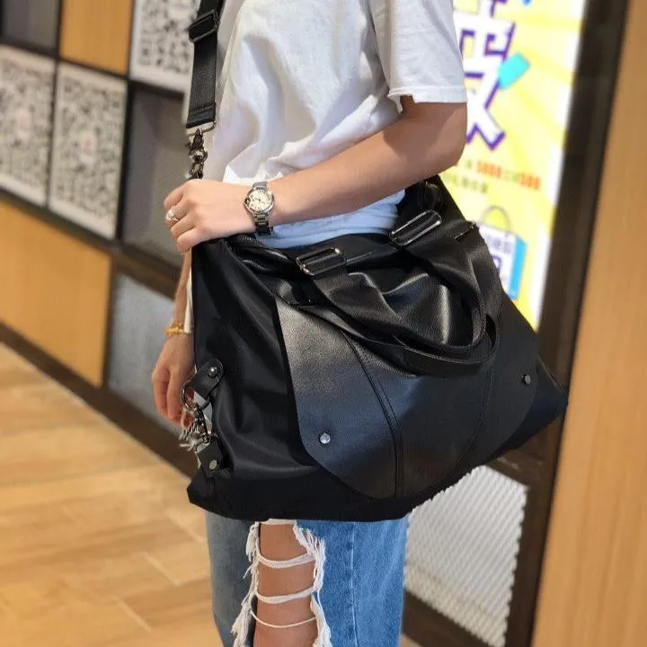 Nylon Duffle Bag for Women Black Nylon Crossbody Bag Womens Nylon Travel Bag
