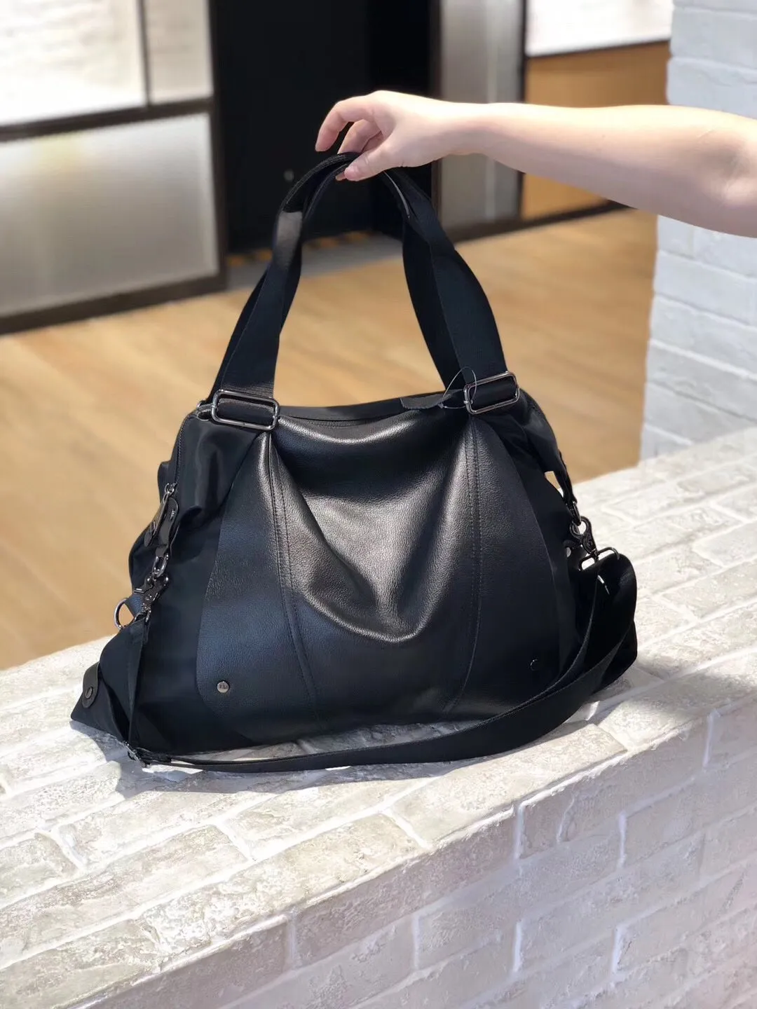 Nylon Duffle Bag for Women Black Nylon Crossbody Bag Womens Nylon Travel Bag