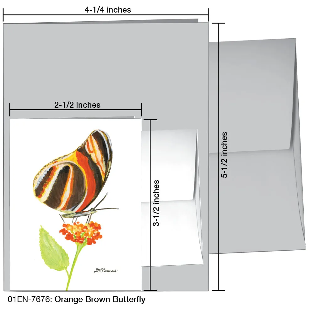 Orange Brown Butterfly, Greeting Card (7676)