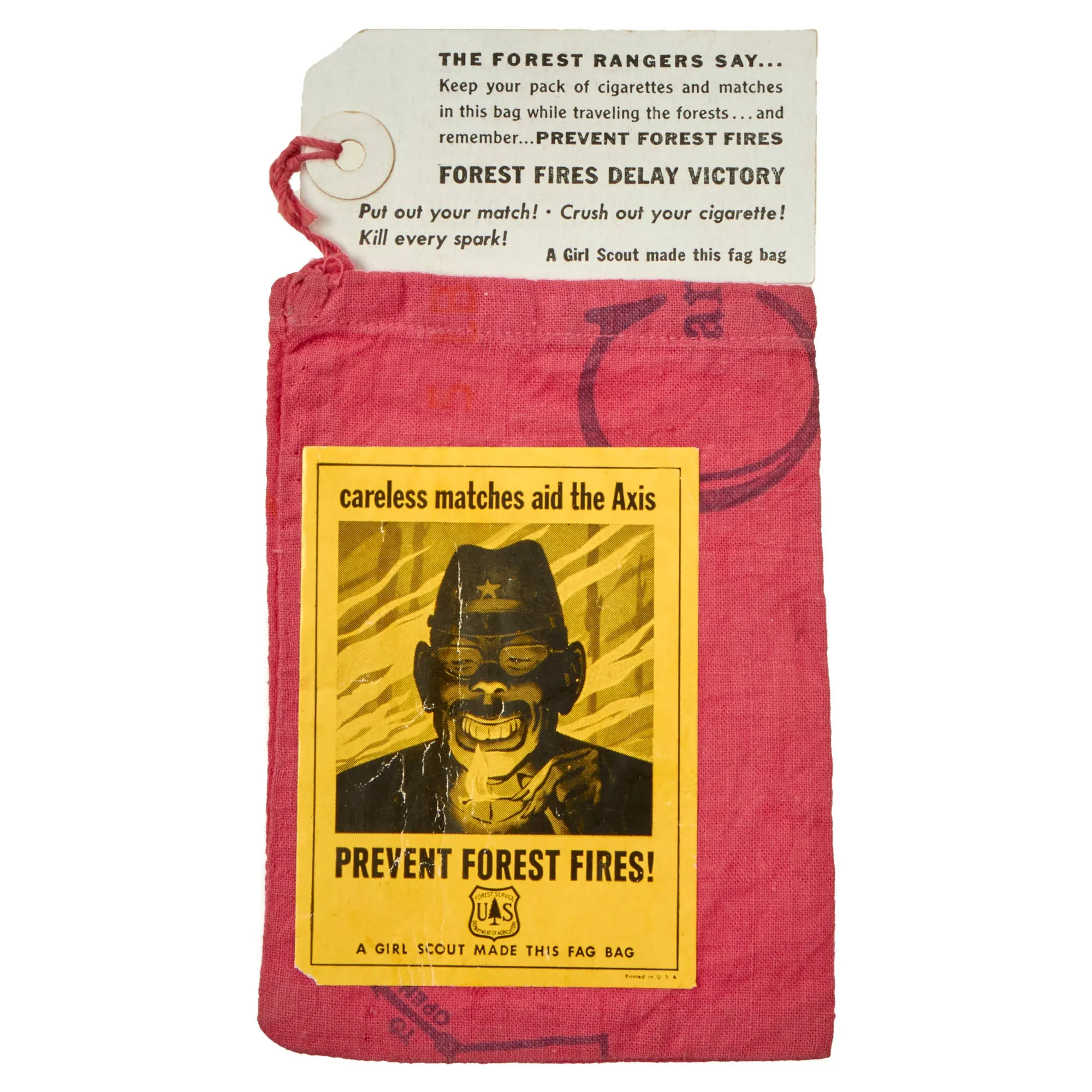 Original WWII U.S. Anti-Japanese Propaganda Cigarette Carrying Pouch and Leaflet