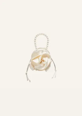 Pearl Magda bag in cream satin