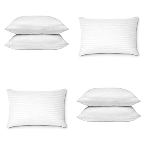 Perfect Sleeper Arika Microfiber Hotel Quality Premium Fibre Soft Cushion, Pillow Filler, 12x18 Inches, White, Set of 6