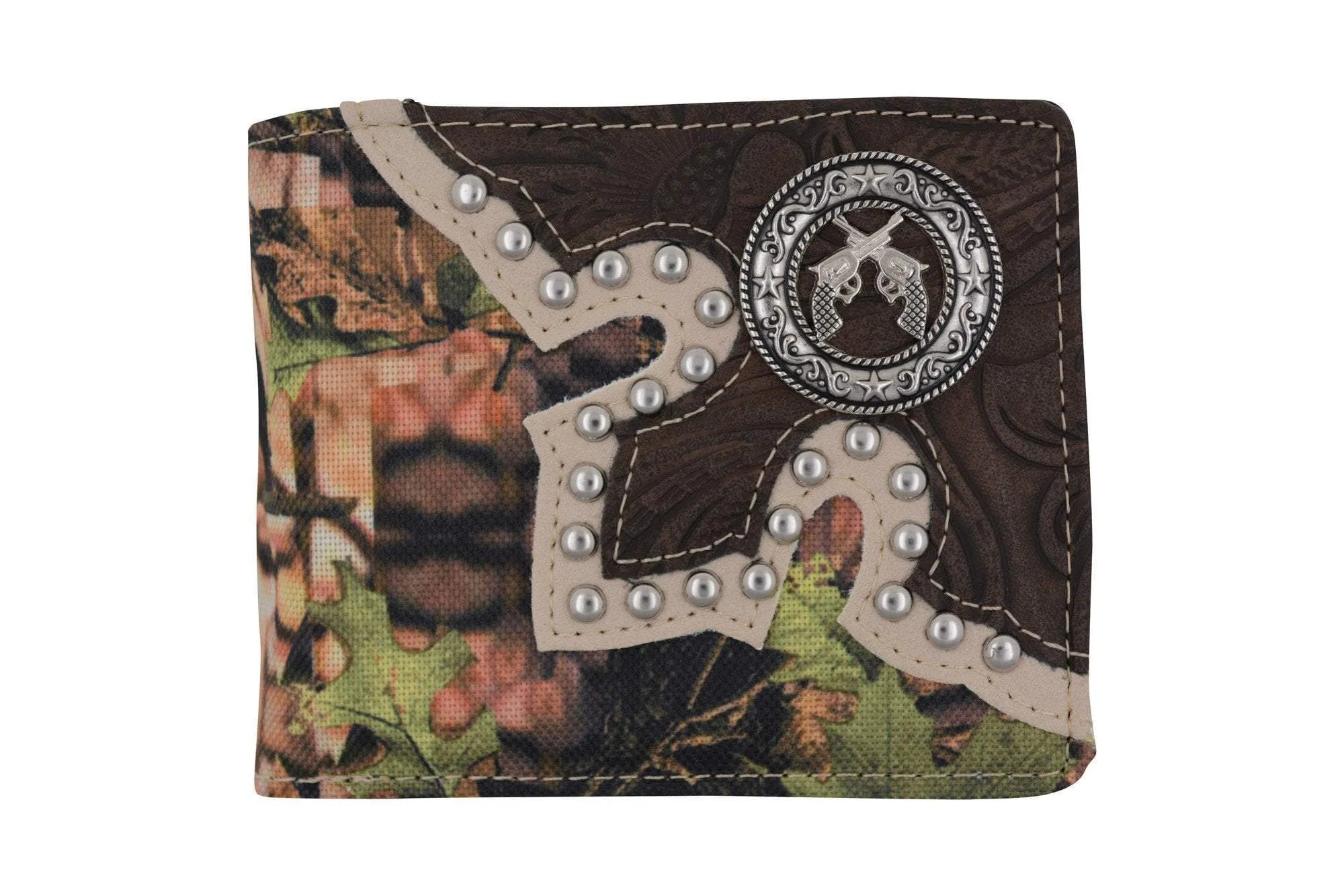 Pistol Mens Western Style Credit Card ID Bifold Camo Wallet W041-16-CAMO-BK (C)
