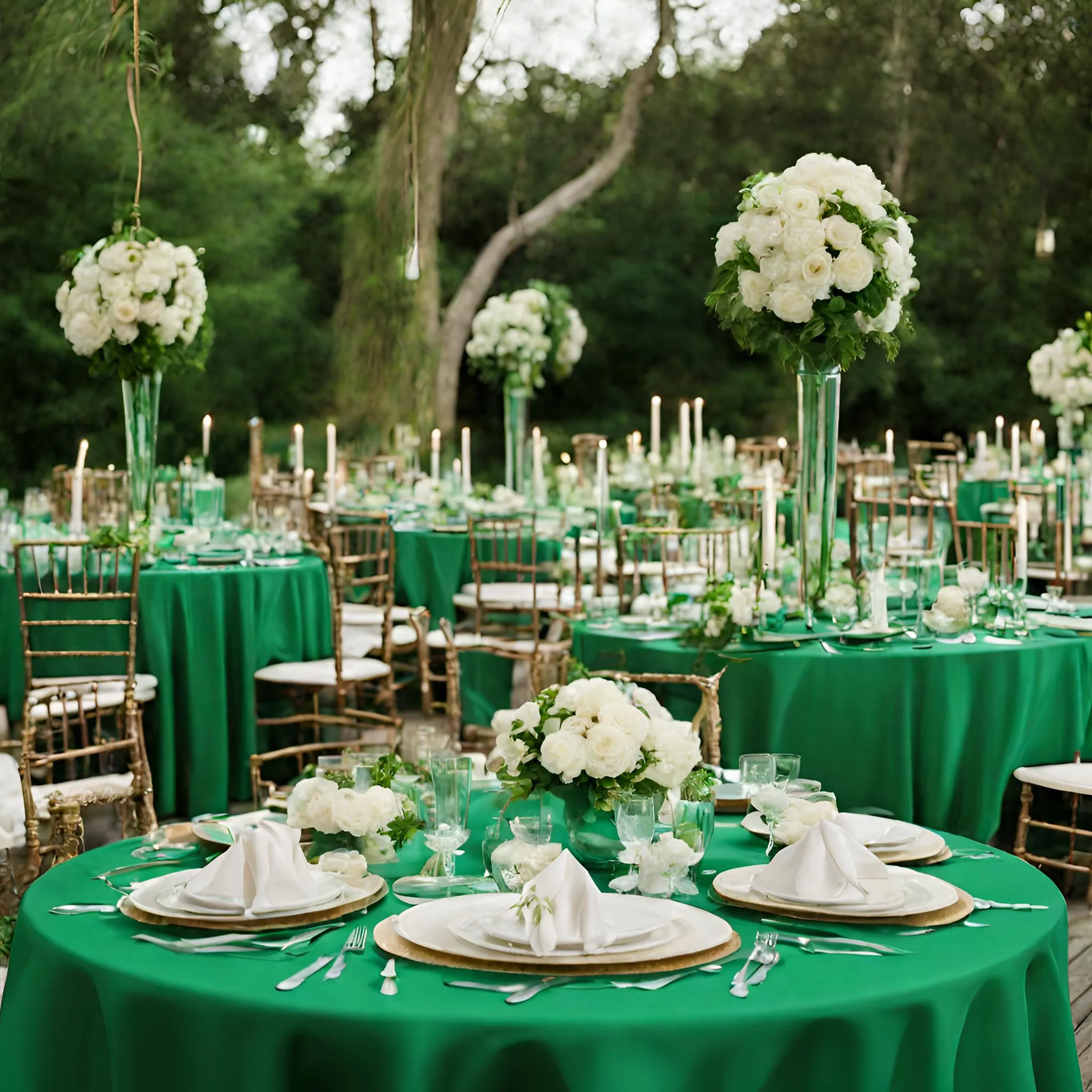 Polyester 108" Round Tablecloth - Emerald Green