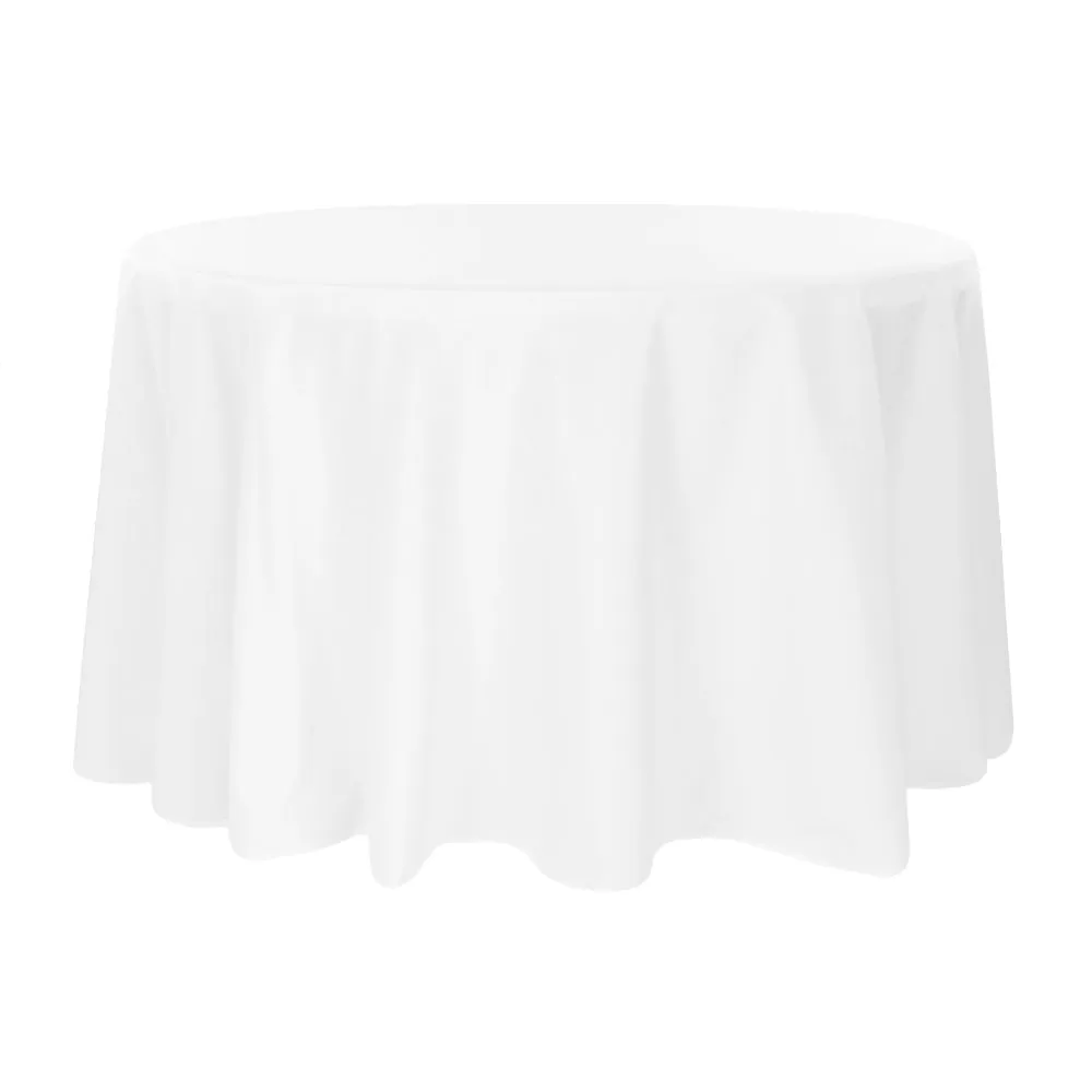 Polyester 120" Round Tablecloth - White
