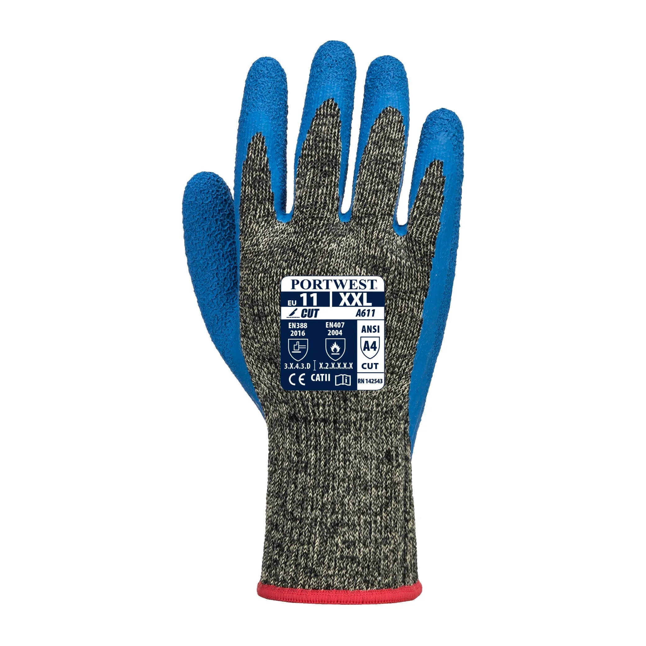 PORTWEST Aramid Latex HR Cut Gloves - ANSI Cut Level A4 - A611