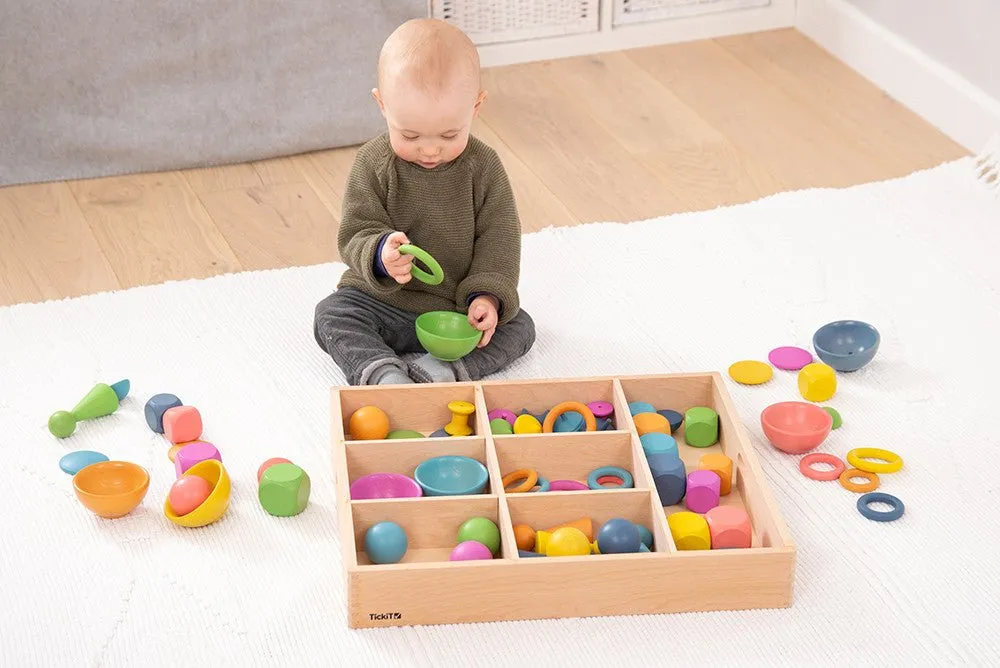 Rainbow Wooden Super Set   Wooden Sorting Tray (7- Way) 74048 (Direct Shipping)