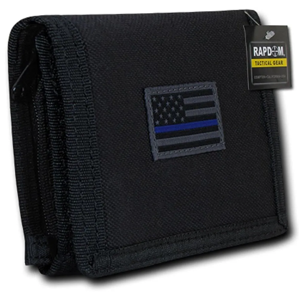 RapDom USA Tonal Black Thin Blue Line American Flag Tactical Tri-Fold Wallet