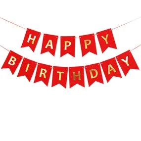 Red Glitter Birthday Banner