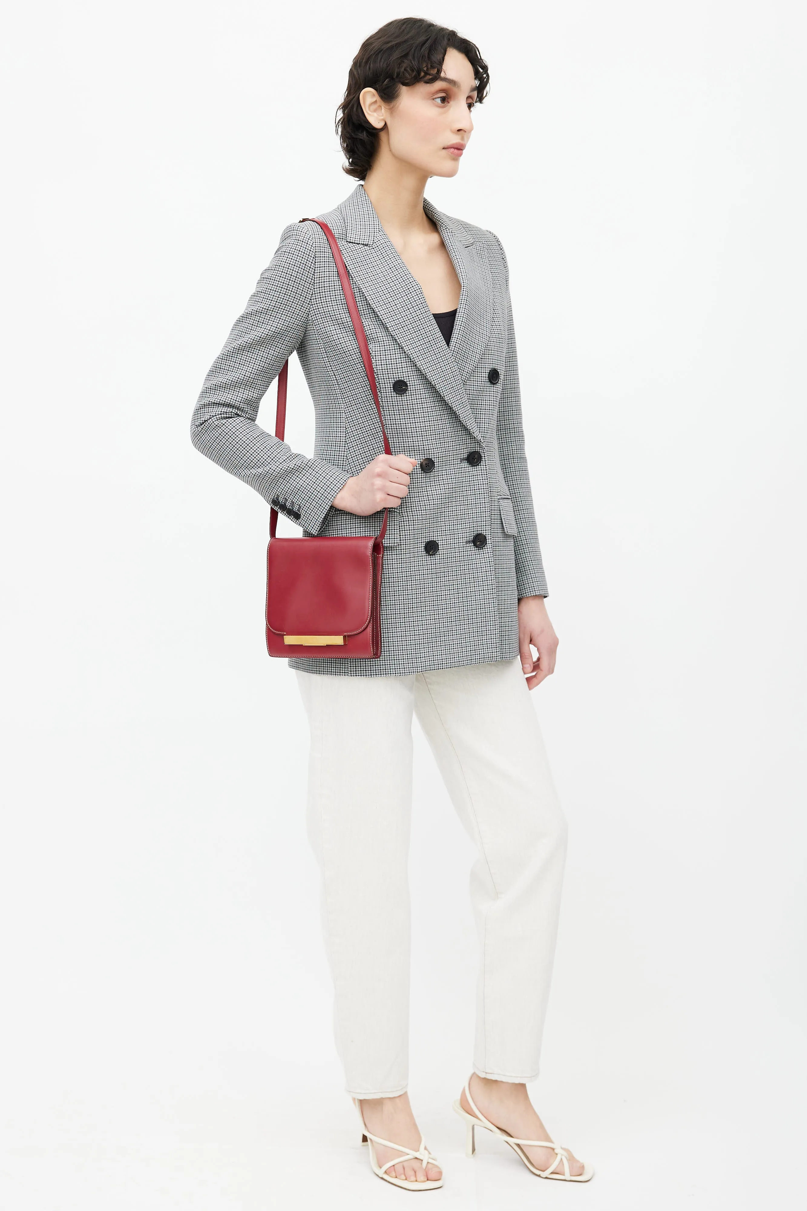 Red Leather Classic Flap Shoulder Bag